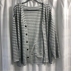 Black and white striped cardigan